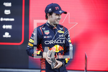 2023-04-29 - PEREZ Sergio (mex), Red Bull Racing RB19, portrait celebration victory Sprint race during the Formula 1 Azerbaijan Grand Prix 2023, 4th round of the 2023 Formula One World Championship from April 28 to 30, 2023 on the Baku City Circuit, in Baku, Azerbaijan - F1 - AZERBAIJAN GRAND PRIX 2023 - FORMULA 1 - MOTORS