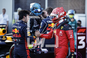 2023-04-29 - PEREZ Sergio (mex), Red Bull Racing RB19, portrait LECLERC Charles (mco), Scuderia Ferrari SF-23, portrait during the Formula 1 Azerbaijan Grand Prix 2023, 4th round of the 2023 Formula One World Championship from April 28 to 30, 2023 on the Baku City Circuit, in Baku, Azerbaijan - F1 - AZERBAIJAN GRAND PRIX 2023 - FORMULA 1 - MOTORS