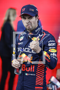 2023-04-29 - PEREZ Sergio (mex), Red Bull Racing RB19, portrait celebrates during the Formula 1 Azerbaijan Grand Prix 2023, 4th round of the 2023 Formula One World Championship from April 28 to 30, 2023 on the Baku City Circuit, in Baku, Azerbaijan - F1 - AZERBAIJAN GRAND PRIX 2023 - FORMULA 1 - MOTORS