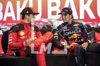 2023-04-29 - LECLERC Charles (mco), Scuderia Ferrari SF-23, portrait PEREZ Sergio (mex), Red Bull Racing RB19, portrait during the Formula 1 Azerbaijan Grand Prix 2023, 4th round of the 2023 Formula One World Championship from April 28 to 30, 2023 on the Baku City Circuit, in Baku, Azerbaijan - F1 - AZERBAIJAN GRAND PRIX 2023 - FORMULA 1 - MOTORS