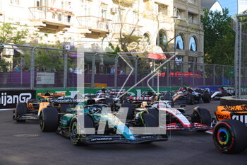 2023-04-29 - 18 STROLL Lance (can), Aston Martin F1 Team AMR23, action 27 HULKENBERG Nico (ger), Haas F1 Team VF-23 Ferrari, action during the Formula 1 Azerbaijan Grand Prix 2023, 4th round of the 2023 Formula One World Championship from April 28 to 30, 2023 on the Baku City Circuit, in Baku, Azerbaijan - F1 - AZERBAIJAN GRAND PRIX 2023 - FORMULA 1 - MOTORS