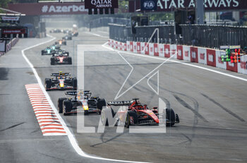 2023-04-30 - 16 LECLERC Charles (mco), Scuderia Ferrari SF-23, action and 01 VERSTAPPEN Max (nld), Red Bull Racing RB19 during the Formula 1 Azerbaijan Grand Prix 2023, 4th round of the 2023 Formula One World Championship from April 28 to 30, 2023 on the Baku City Circuit, in Baku, Azerbaijan - F1 - AZERBAIJAN GRAND PRIX 2023 - RACE - FORMULA 1 - MOTORS
