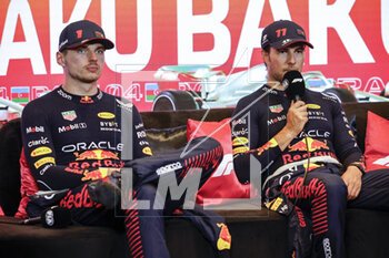 2023-04-30 - PEREZ Sergio (mex), Red Bull Racing RB19, portrait VERSTAPPEN Max (ned), Red Bull Racing RB19, portrait press conference during the Formula 1 Azerbaijan Grand Prix 2023, 4th round of the 2023 Formula One World Championship from April 28 to 30, 2023 on the Baku City Circuit, in Baku, Azerbaijan - F1 - AZERBAIJAN GRAND PRIX 2023 - RACE - FORMULA 1 - MOTORS