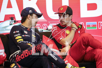 2023-04-30 - PEREZ Sergio (mex), Red Bull Racing RB19, portrait LECLERC Charles (mco), Scuderia Ferrari SF-23, portrait press conference during the Formula 1 Azerbaijan Grand Prix 2023, 4th round of the 2023 Formula One World Championship from April 28 to 30, 2023 on the Baku City Circuit, in Baku, Azerbaijan - F1 - AZERBAIJAN GRAND PRIX 2023 - RACE - FORMULA 1 - MOTORS