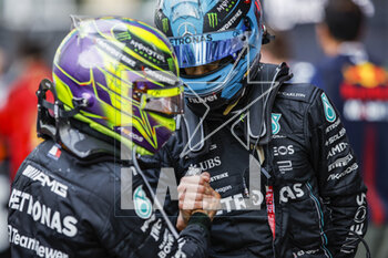 2023-04-30 - RUSSELL George (gbr), Mercedes AMG F1 Team W14, portrait HAMILTON Lewis (gbr), Mercedes AMG F1 Team W14, portrait during the Formula 1 Azerbaijan Grand Prix 2023, 4th round of the 2023 Formula One World Championship from April 28 to 30, 2023 on the Baku City Circuit, in Baku, Azerbaijan - F1 - AZERBAIJAN GRAND PRIX 2023 - RACE - FORMULA 1 - MOTORS