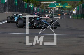 2023-04-30 - 63 RUSSELL George (gbr), Mercedes AMG F1 Team W14, action 18 STROLL Lance (can), Aston Martin F1 Team AMR23, action during the Formula 1 Azerbaijan Grand Prix 2023, 4th round of the 2023 Formula One World Championship from April 28 to 30, 2023 on the Baku City Circuit, in Baku, Azerbaijan - F1 - AZERBAIJAN GRAND PRIX 2023 - RACE - FORMULA 1 - MOTORS
