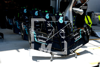 2023-05-04 - Mercedes AMG F1 Team W14, mechanical detail of front wings during the Formula 1 Crypto.com Miami Grand Prix 2023, 5th round of the 2023 Formula One World Championship from May 05 to 07, 2023 on the Miami International Autodrome, in Miami Gardens, Florida, United States of America - F1 - MIAMI GRAND PRIX 2023 - FORMULA 1 - MOTORS