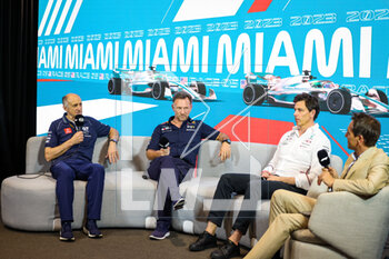 2023-05-05 - TOST Franz (aut), Team Principal of Scuderia AlphaTauri, HORNER Christian (gbr), Team Principal of Red Bull Racing, WOLFF Toto (aut), Team Principal & CEO of Mercedes AMG F1 Team, portrait during the Formula 1 Crypto.com Miami Grand Prix 2023, 5th round of the 2023 Formula One World Championship from May 05 to 07, 2023 on the Miami International Autodrome, in Miami Gardens, Florida, United States of America - F1 - MIAMI GRAND PRIX 2023 - FORMULA 1 - MOTORS