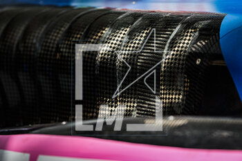 2023-05-05 - Alpine F1 Team A523, mechanical detail, engine cover, carbon during the Formula 1 Crypto.com Miami Grand Prix 2023, 5th round of the 2023 Formula One World Championship from May 05 to 07, 2023 on the Miami International Autodrome, in Miami Gardens, Florida, United States of America - F1 - MIAMI GRAND PRIX 2023 - FORMULA 1 - MOTORS