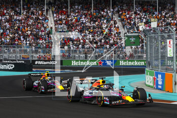 2023-05-07 - 01 VERSTAPPEN Max (nld), Red Bull Racing RB19, 11 PEREZ Sergio (mex), Red Bull Racing RB19, action during the Formula 1 Crypto.com Miami Grand Prix 2023, 5th round of the 2023 Formula One World Championship from May 05 to 07, 2023 on the Miami International Autodrome, in Miami Gardens, Florida, United States of America - F1 - MIAMI GRAND PRIX 2023 - RACE - FORMULA 1 - MOTORS