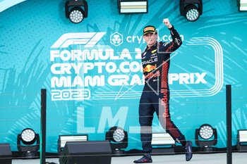 2023-05-07 - podium VERSTAPPEN Max (ned), Red Bull Racing RB19, portrait during the Formula 1 Crypto.com Miami Grand Prix 2023, 5th round of the 2023 Formula One World Championship from May 05 to 07, 2023 on the Miami International Autodrome, in Miami Gardens, Florida, United States of America - F1 - MIAMI GRAND PRIX 2023 - RACE - FORMULA 1 - MOTORS