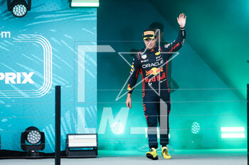 2023-05-07 - podium PEREZ Sergio (mex), Red Bull Racing RB19, portrait during the Formula 1 Crypto.com Miami Grand Prix 2023, 5th round of the 2023 Formula One World Championship from May 05 to 07, 2023 on the Miami International Autodrome, in Miami Gardens, Florida, United States of America - F1 - MIAMI GRAND PRIX 2023 - RACE - FORMULA 1 - MOTORS