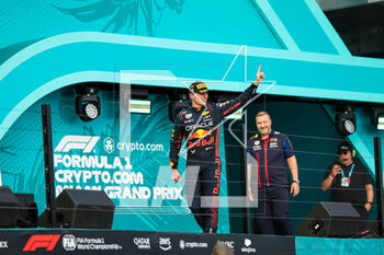 2023-05-07 - VERSTAPPEN Max (ned), Red Bull Racing RB19, portrait podium during the Formula 1 Crypto.com Miami Grand Prix 2023, 5th round of the 2023 Formula One World Championship from May 05 to 07, 2023 on the Miami International Autodrome, in Miami Gardens, Florida, United States of America - F1 - MIAMI GRAND PRIX 2023 - RACE - FORMULA 1 - MOTORS