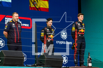 2023-05-07 - Podium: PEREZ Sergio (mex), Red Bull Racing RB19, VERSTAPPEN Max (ned), Red Bull Racing RB19, portrait during the Formula 1 Crypto.com Miami Grand Prix 2023, 5th round of the 2023 Formula One World Championship from May 05 to 07, 2023 on the Miami International Autodrome, in Miami Gardens, Florida, United States of America - F1 - MIAMI GRAND PRIX 2023 - RACE - FORMULA 1 - MOTORS