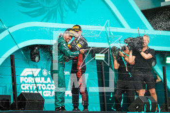 2023-05-07 - VERSTAPPEN Max (ned), Red Bull Racing RB19, ALONSO Fernando (spa), Aston Martin F1 Team AMR23, portrait podium during the Formula 1 Crypto.com Miami Grand Prix 2023, 5th round of the 2023 Formula One World Championship from May 05 to 07, 2023 on the Miami International Autodrome, in Miami Gardens, Florida, United States of America - F1 - MIAMI GRAND PRIX 2023 - RACE - FORMULA 1 - MOTORS