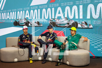 2023-05-08 - PEREZ Sergio (mex), Red Bull Racing RB19, VERSTAPPEN Max (ned), Red Bull Racing RB19, ALONSO Fernando (spa), Aston Martin F1 Team AMR23, portrait during the Formula 1 Crypto.com Miami Grand Prix 2023, 5th round of the 2023 Formula One World Championship from May 05 to 07, 2023 on the Miami International Autodrome, in Miami Gardens, Florida, United States of America - F1 - MIAMI GRAND PRIX 2023 - RACE - FORMULA 1 - MOTORS