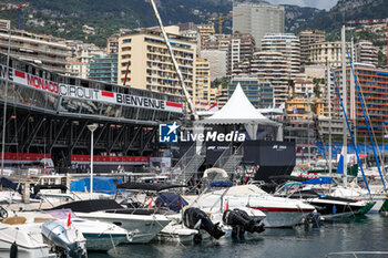 2023-05-25 - The Canal+ setup on the port of Monaco during the Formula 1 Grand Prix de Monaco 2023, 6th round of the 2023 Formula One World Championship from May 26 to 28, 2023 on the Circuit de Monaco, in Monaco - F1 - MONACO GRAND PRIX 2023 - FORMULA 1 - MOTORS