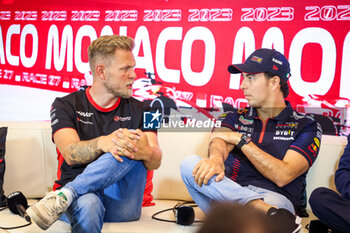 2023-05-25 - Press conference: MAGNUSSEN Kevin (den), Haas F1 Team VF-23 Ferrari, PEREZ Sergio (mex), Red Bull Racing RB19, during the Formula 1 Grand Prix de Monaco 2023, 6th round of the 2023 Formula One World Championship from May 26 to 28, 2023 on the Circuit de Monaco, in Monaco - F1 - MONACO GRAND PRIX 2023 - FORMULA 1 - MOTORS