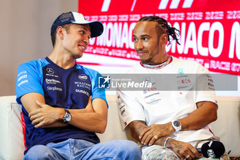 2023-05-25 - Press conference: ALBON Alexander (tha), Williams Racing FW45, HAMILTON Lewis (gbr), Mercedes AMG F1 Team W14, portrait, during the Formula 1 Grand Prix de Monaco 2023, 6th round of the 2023 Formula One World Championship from May 26 to 28, 2023 on the Circuit de Monaco, in Monaco - F1 - MONACO GRAND PRIX 2023 - FORMULA 1 - MOTORS
