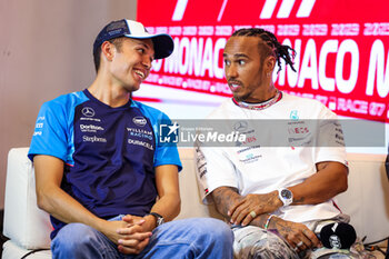2023-05-25 - Press conference: ALBON Alexander (tha), Williams Racing FW45, HAMILTON Lewis (gbr), Mercedes AMG F1 Team W14, portrait, during the Formula 1 Grand Prix de Monaco 2023, 6th round of the 2023 Formula One World Championship from May 26 to 28, 2023 on the Circuit de Monaco, in Monaco - F1 - MONACO GRAND PRIX 2023 - FORMULA 1 - MOTORS