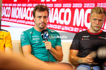 2023-05-25 - Press conference: ALONSO Fernando (spa), Aston Martin F1 Team AMR23, portrait, during the Formula 1 Grand Prix de Monaco 2023, 6th round of the 2023 Formula One World Championship from May 26 to 28, 2023 on the Circuit de Monaco, in Monaco - F1 - MONACO GRAND PRIX 2023 - FORMULA 1 - MOTORS