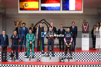 2023-05-28 - Podium of the F1 Race with Max Verstappen (NED) Redbull Racing RB19 Fernando Alonso (SPA) Aston Martn AMR23 Esteban Ocon(FRA) Alpine A523 - 2023 GRAND PRIX DE MONACO - SUNDAY - RACE - FORMULA 1 - MOTORS