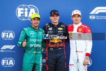 2023-05-27 - ALONSO Fernando (spa), Aston Martin F1 Team AMR23, VERSTAPPEN Max (ned), Red Bull Racing RB19, LECLERC Charles (mco), Scuderia Ferrari SF-23, portrait during the Formula 1 Grand Prix de Monaco 2023, 6th round of the 2023 Formula One World Championship from May 26 to 28, 2023 on the Circuit de Monaco, in Monaco - F1 - MONACO GRAND PRIX 2023 - FORMULA 1 - MOTORS