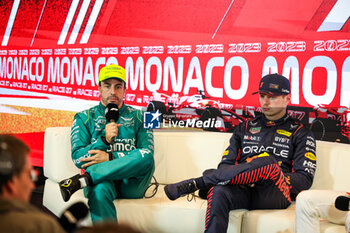 2023-05-27 - ALONSO Fernando (spa), Aston Martin F1 Team AMR23, VERSTAPPEN Max (ned), Red Bull Racing RB19, portrait during the Formula 1 Grand Prix de Monaco 2023, 6th round of the 2023 Formula One World Championship from May 26 to 28, 2023 on the Circuit de Monaco, in Monaco - F1 - MONACO GRAND PRIX 2023 - FORMULA 1 - MOTORS