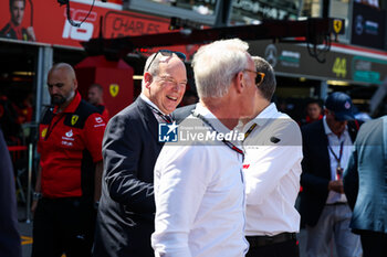 2023-05-27 - HSH Prince Albert II of Monaco, with DOMENICALI Stefano (ita), Chairman and CEO Formula One Group FOG, and MAFFEI Greg (usa), President & Chief Executive Officer of Liberty Media, portrait during the Formula 1 Grand Prix de Monaco 2023, 6th round of the 2023 Formula One World Championship from May 26 to 28, 2023 on the Circuit de Monaco, in Monaco - F1 - MONACO GRAND PRIX 2023 - FORMULA 1 - MOTORS