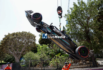 2023-05-27 - HAMILTON Lewis (gbr), Mercedes AMG F1 Team W14, crash, accident, during the Formula 1 Grand Prix de Monaco 2023, 6th round of the 2023 Formula One World Championship from May 26 to 28, 2023 on the Circuit de Monaco, in Monaco - F1 - MONACO GRAND PRIX 2023 - FORMULA 1 - MOTORS