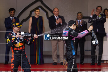 2023-05-28 - VERSTAPPEN Max (ned), Red Bull Racing RB19, OCON Esteban (fra), Alpine F1 Team A523, portrait on the podium during the Formula 1 Grand Prix de Monaco 2023, 6th round of the 2023 Formula One World Championship from May 26 to 28, 2023 on the Circuit de Monaco, in Monaco - F1 - MONACO GRAND PRIX 2023 - RACE - FORMULA 1 - MOTORS