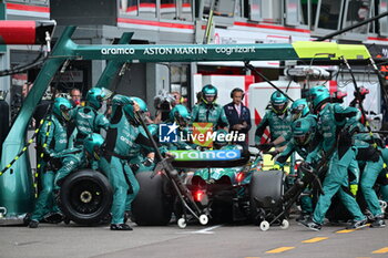 2023-05-28 - 14 ALONSO Fernando (spa), Aston Martin F1 Team AMR23, action pitstop during the Formula 1 Grand Prix de Monaco 2023, 6th round of the 2023 Formula One World Championship from May 26 to 28, 2023 on the Circuit de Monaco, in Monaco - F1 - MONACO GRAND PRIX 2023 - RACE - FORMULA 1 - MOTORS