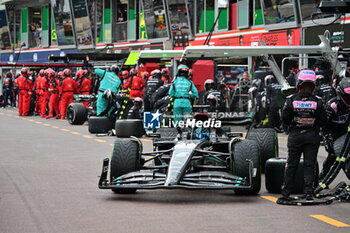 2023-05-28 - 63 RUSSELL George (gbr), Mercedes AMG F1 Team W14, action pitstop during the Formula 1 Grand Prix de Monaco 2023, 6th round of the 2023 Formula One World Championship from May 26 to 28, 2023 on the Circuit de Monaco, in Monaco - F1 - MONACO GRAND PRIX 2023 - RACE - FORMULA 1 - MOTORS