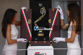 2023-05-28 - The trophy on the podium during the Formula 1 Grand Prix de Monaco 2023, 6th round of the 2023 Formula One World Championship from May 26 to 28, 2023 on the Circuit de Monaco, in Monaco - F1 - MONACO GRAND PRIX 2023 - RACE - FORMULA 1 - MOTORS