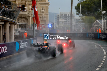 2023-05-28 - 11 PEREZ Sergio (mex), Red Bull Racing RB19, 63 RUSSELL George (gbr), Mercedes AMG F1 Team W14, action during the Formula 1 Grand Prix de Monaco 2023, 6th round of the 2023 Formula One World Championship from May 26 to 28, 2023 on the Circuit de Monaco, in Monaco - F1 - MONACO GRAND PRIX 2023 - RACE - FORMULA 1 - MOTORS