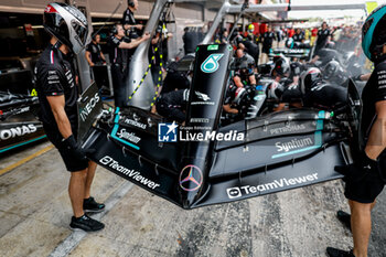 2023-06-01 - Mercedes AMG F1 Team W14, mechanical detail front wing aerodynamism, aerodynamic, aerodynamics mechanic, mecanicien, mechanics during the Formula 1 AWS Gran Premio de Espana 2023, 7th round of the 2023 Formula One World Championship from June 2 to 4, 2023 on the Circuit de Barcelona-Catalunya, in Montmelo, Spain - F1 - SPANISH GRAND PRIX 2023 - FORMULA 1 - MOTORS