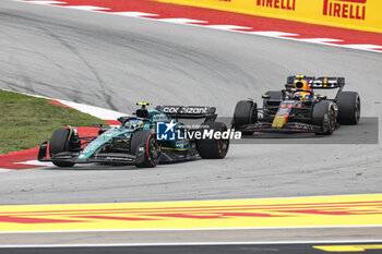 2023-06-04 - 14 ALONSO Fernando (spa), Aston Martin F1 Team AMR23, action 11 PEREZ Sergio (mex), Red Bull Racing RB19, action during the Formula 1 AWS Gran Premio de Espana 2023, 7th round of the 2023 Formula One World Championship from June 2 to 4, 2023 on the Circuit de Barcelona-Catalunya, in Montmelo, Spain - F1 - SPANISH GRAND PRIX 2023 - RACE - FORMULA 1 - MOTORS