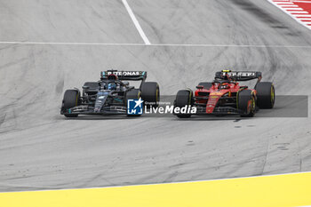 2023-06-04 - 63 RUSSELL George (gbr), Mercedes AMG F1 Team W14, action 55 SAINZ Carlos (spa), Scuderia Ferrari SF-23, action during the Formula 1 AWS Gran Premio de Espana 2023, 7th round of the 2023 Formula One World Championship from June 2 to 4, 2023 on the Circuit de Barcelona-Catalunya, in Montmelo, Spain - F1 - SPANISH GRAND PRIX 2023 - RACE - FORMULA 1 - MOTORS