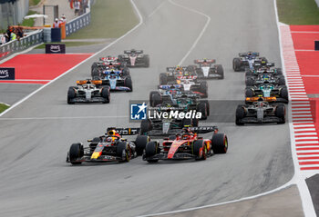2023-06-04 - 01 VERSTAPPEN Max (nld), Red Bull Racing RB19, action 55 SAINZ Carlos (spa), Scuderia Ferrari SF-23, action start of the race, depart, during the Formula 1 AWS Gran Premio de Espana 2023, 7th round of the 2023 Formula One World Championship from June 2 to 4, 2023 on the Circuit de Barcelona-Catalunya, in Montmelo, Spain - F1 - SPANISH GRAND PRIX 2023 - RACE - FORMULA 1 - MOTORS