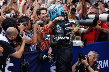 2023-06-04 - RUSSELL George (gbr), Mercedes AMG F1 Team W14, portrait celebrations during the Formula 1 AWS Gran Premio de Espana 2023, 7th round of the 2023 Formula One World Championship from June 2 to 4, 2023 on the Circuit de Barcelona-Catalunya, in Montmelo, Spain - F1 - SPANISH GRAND PRIX 2023 - RACE - FORMULA 1 - MOTORS