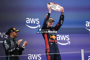 2023-06-04 - VERSTAPPEN Max (ned), Red Bull Racing RB19, portrait HAMILTON Lewis (gbr), Mercedes AMG F1 Team W14, portrait podium during the Formula 1 AWS Gran Premio de Espana 2023, 7th round of the 2023 Formula One World Championship from June 2 to 4, 2023 on the Circuit de Barcelona-Catalunya, in Montmelo, Spain - F1 - SPANISH GRAND PRIX 2023 - RACE - FORMULA 1 - MOTORS