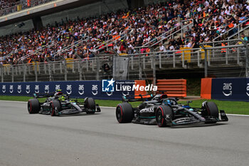 2023-06-03 - 63 RUSSELL George (gbr), Mercedes AMG F1 Team W14, action 44 HAMILTON Lewis (gbr), Mercedes AMG F1 Team W14, action during the Formula 1 AWS Gran Premio de Espana 2023, 7th round of the 2023 Formula One World Championship from June 2 to 4, 2023 on the Circuit de Barcelona-Catalunya, in Montmelo, Spain - F1 - SPANISH GRAND PRIX 2023 - RACE - FORMULA 1 - MOTORS