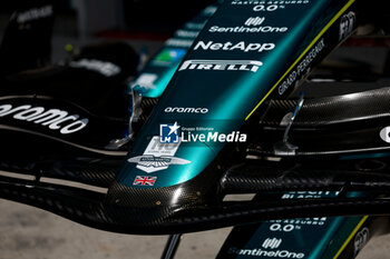 2023-06-15 - Aston Martin F1 Team AMR23, mechanical detail front wing during the Formula 1 Pirelli Grand Prix du Canada, 8th round of the 2023 Formula One World Championship from June 16 to 18, 2023 on the Circuit Gilles Villeneuve, in Montréal, Canada - F1 - CANADIAN GRAND PRIX 2023 - FORMULA 1 - MOTORS