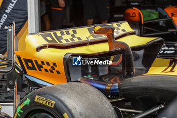 2023-06-16 - McLaren F1 Team MCL60, mechanical detail rear wing aerodynamism, aerodynamic, aerodynamics during the Formula 1 Pirelli Grand Prix du Canada, 8th round of the 2023 Formula One World Championship from June 16 to 18, 2023 on the Circuit Gilles Villeneuve, in Montréal, Canada - F1 - CANADIAN GRAND PRIX 2023 - FORMULA 1 - MOTORS