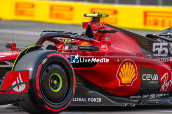 2023-06-16 - Carlos Sainz (SPA) Ferrari F1-23
during Free Practice 2 Session, Day 2 of FORMULA 1 PIRELLI GRAND PRIX DU CANADA 2023 - from 15th to 18th June 2023 in Montreal, Quebec, Canada - FORMULA 1 PIRELLI GRAND PRIX DU CANADA 2023 - FORMULA 1 - MOTORS