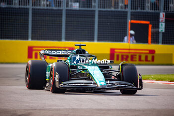2023-06-16 - Lance Stroll (CAN) Aston Martn AMR23
during Free Practice 2 Session, Day 2 of FORMULA 1 PIRELLI GRAND PRIX DU CANADA 2023 - from 15th to 18th June 2023 in Montreal, Quebec, Canada - FORMULA 1 PIRELLI GRAND PRIX DU CANADA 2023 - FORMULA 1 - MOTORS