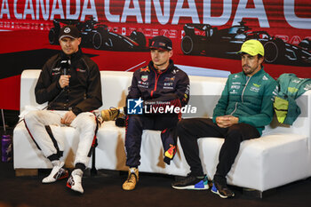 2023-06-17 - VERSTAPPEN Max (ned), Red Bull Racing RB19, portrait HULKENBERG Nico (ger), Haas F1 Team VF-23 Ferrari, portrait ALONSO Fernando (spa), Aston Martin F1 Team AMR23, portrait press conference during the Formula 1 Pirelli Grand Prix du Canada, 8th round of the 2023 Formula One World Championship from June 16 to 18, 2023 on the Circuit Gilles Villeneuve, in Montréal, Canada - F1 - CANADIAN GRAND PRIX 2023 - FORMULA 1 - MOTORS
