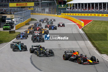 2023-06-18 - Start of the race, 01 VERSTAPPEN Max (nld), Red Bull Racing RB19, action during the Formula 1 Pirelli Grand Prix du Canada, 8th round of the 2023 Formula One World Championship from June 16 to 18, 2023 on the Circuit Gilles Villeneuve, in Montréal, Canada - F1 - CANADIAN GRAND PRIX 2023 - RACE - FORMULA 1 - MOTORS