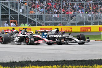2023-06-18 - 20 MAGNUSSEN Kevin (den), Haas F1 Team VF-23 Ferrari, action 21 DE VRIES Nyck (ned), Scuderia AlphaTauri AT04, action during the Formula 1 Pirelli Grand Prix du Canada, 8th round of the 2023 Formula One World Championship from June 16 to 18, 2023 on the Circuit Gilles Villeneuve, in Montréal, Canada - F1 - CANADIAN GRAND PRIX 2023 - RACE - FORMULA 1 - MOTORS