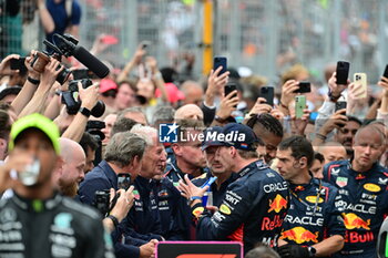 2023-06-18 - VERSTAPPEN Max (ned), Red Bull Racing RB19, portrait NEWEY Adrian (gbr), Chief Technical Officer of Red Bull Racing, portrait MARKO Helmut (aut), Drivers’ Manager of Red Bull Racing, portrait HORNER Christian (gbr), Team Principal of Red Bull Racing, portrait during the Formula 1 Pirelli Grand Prix du Canada, 8th round of the 2023 Formula One World Championship from June 16 to 18, 2023 on the Circuit Gilles Villeneuve, in Montréal, Canada - F1 - CANADIAN GRAND PRIX 2023 - RACE - FORMULA 1 - MOTORS
